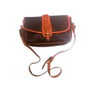 Vintage Dooney & Bourke- Dark Blue & Brown Crossbody Style Purse